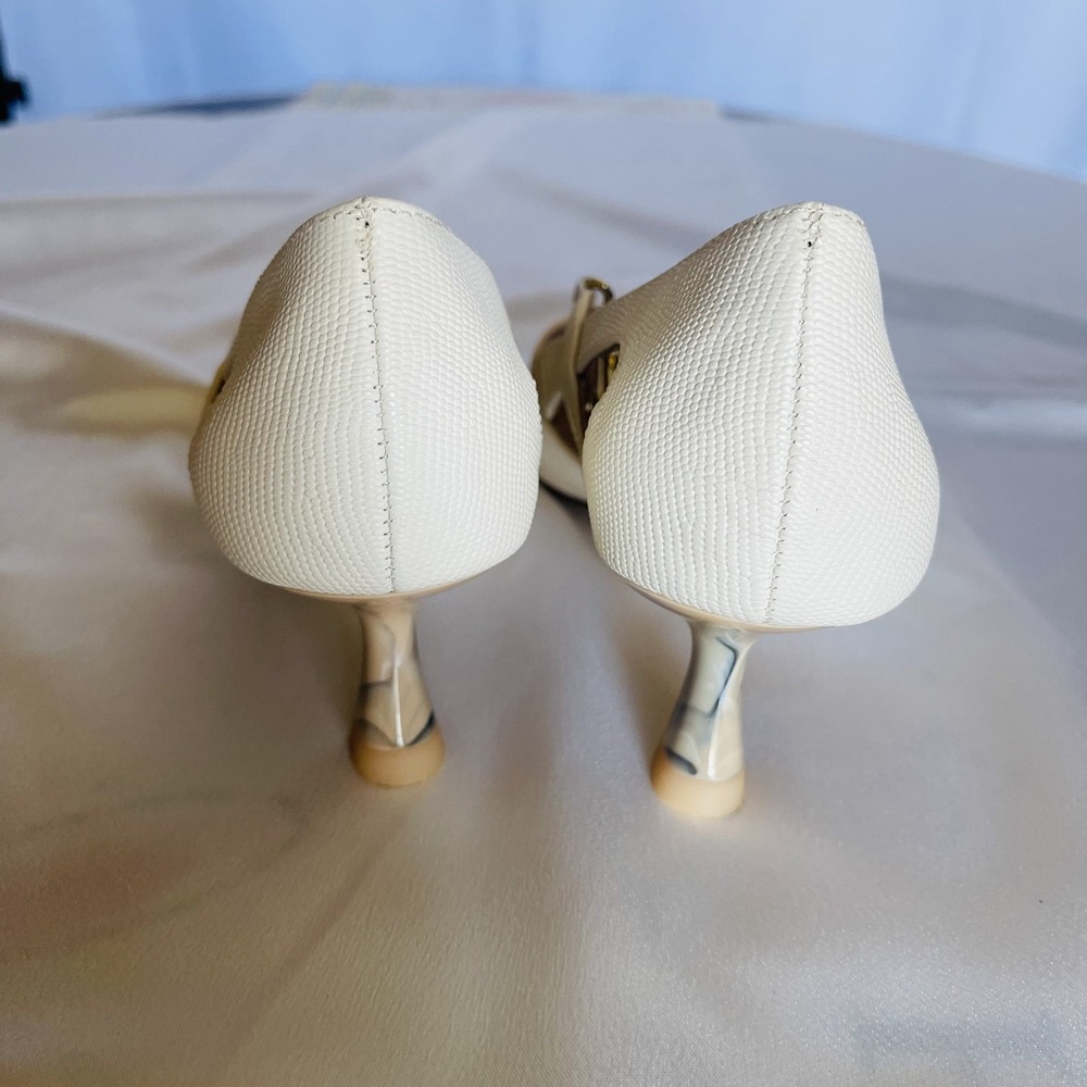 Louise et Cie Beige Soft Leather Chain Detail Heels Size 6.5 - Picture 4 of 11